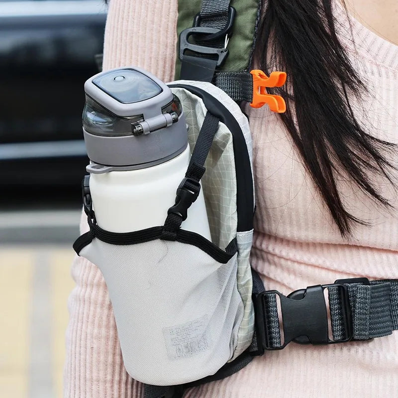 Backpack Strap Expansion Pouch Lightweight Shock Cord Water Bottle Carrier Foldable Utility Pocket for Mountain Backpack Outdoor